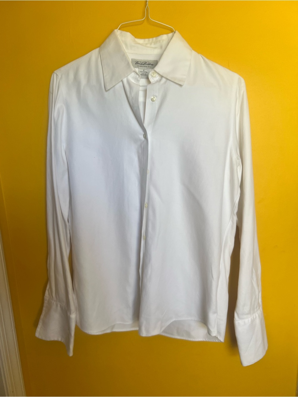Classic White Concealed Placket Cufflink BlouseTailored Point Collar Wm size M
